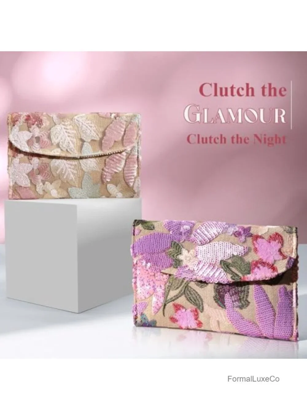 Floral Beaded Clutch Embroidery Sequin Evening Bag Small Purse